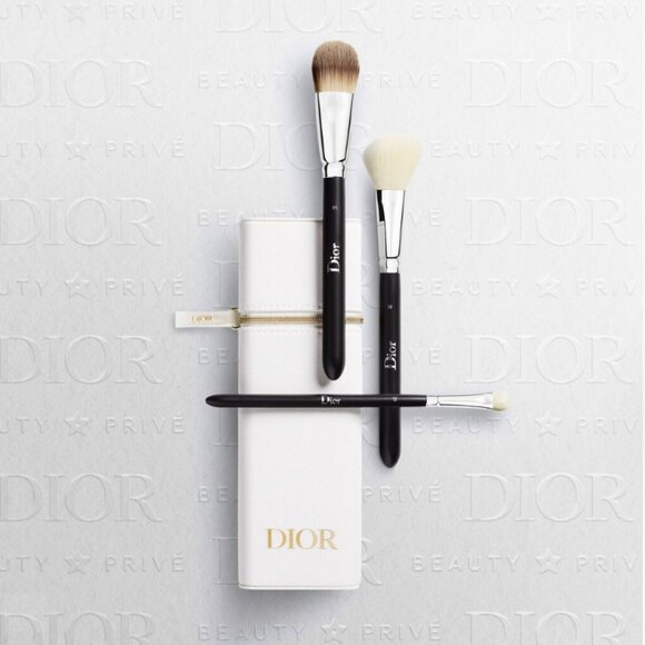Dior Backstage 3pc Makeup Brush Gift Set with White Case Limited Edition NIB - Picture 2 of 3